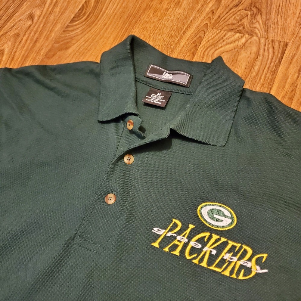 Vintage 90s Green Bay Packers Shirt Men Medium Green Pro Player‎ Football NFL